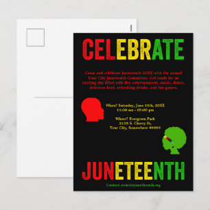 Celebrate Juneteenth Freedom Day Red Yellow Green Holiday Postcard