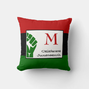 CELEBRATE JUNETEENTH Monogram  Throw Pillow