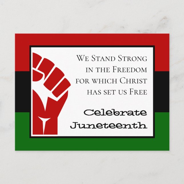 CELEBRATE JUNETEENTH Power Fist Customizable Text Postcard (Front)
