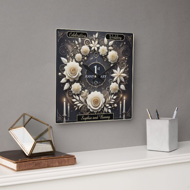 Celebrate Love with Paper Elegance Square Wall Clock (Office)