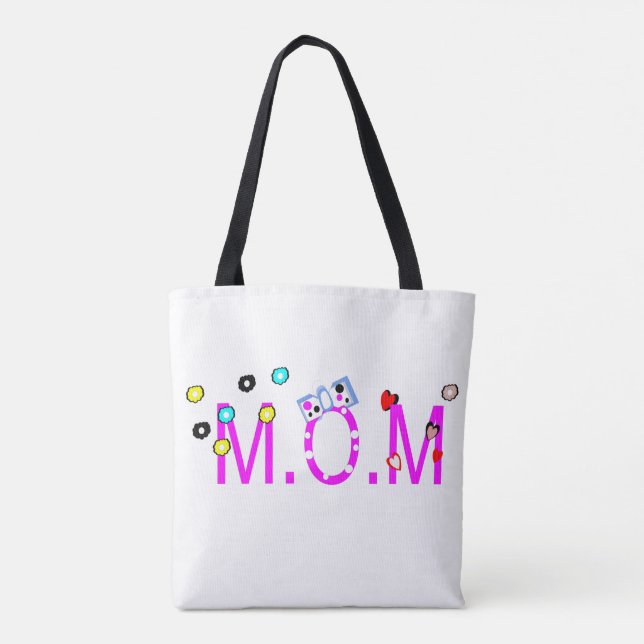 Celebrate M.O.M !  Sweet and pretty. Tote Bag (Back)