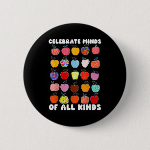 Celebrate Minds Of All Kinds Folk Art S Sped Teach 2 Inch Round Button