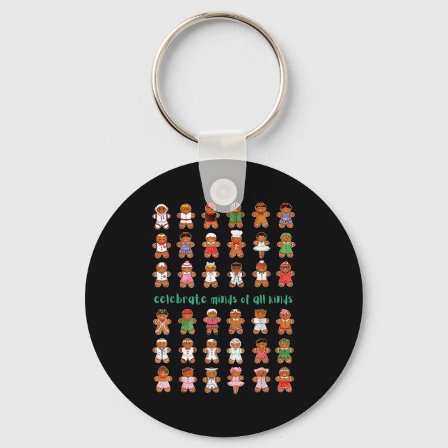 Celebrate Minds Of All Kinds Gingerbread Autism Aw Keychain (Front)