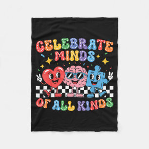 Celebrate minds of kinds neurodiversity autism fleece blanket