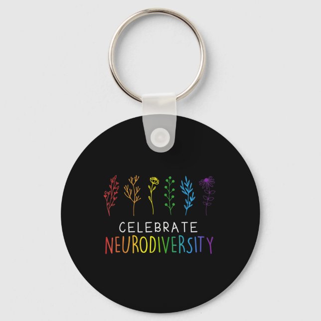 CELEBRATE NEURODIVERSITY  Autism Awareness Flower  Keychain (Front)