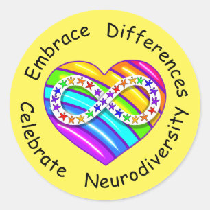 Celebrate Neurodiversity Autism Heart Stickers