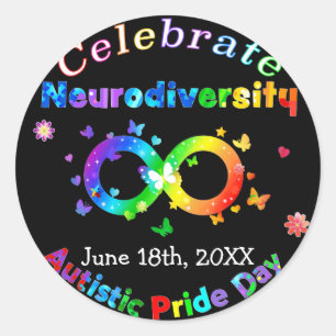 Celebrate Neurodiversity Autistic Pride Day Classic Round Sticker