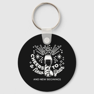 Celebrate New Beginnings Wine Glass Illustration 2 Keychain