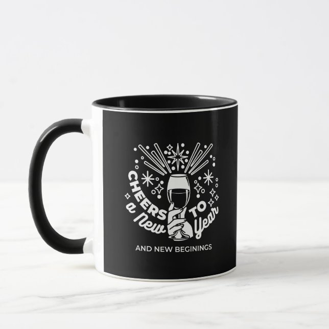 Celebrate New Beginnings Wine Glass Illustration 2 Mug (Left)