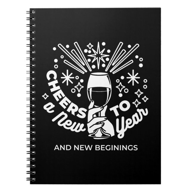Celebrate New Beginnings Wine Glass Illustration 2 Notebook (Front)