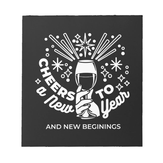 Celebrate New Beginnings Wine Glass Illustration 2 Notepad (Front)