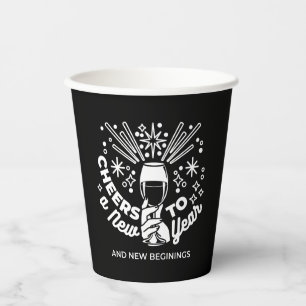 Celebrate New Beginnings Wine Glass Illustration 2 Paper Cups