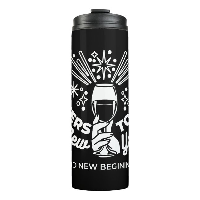 Celebrate New Beginnings Wine Glass Illustration 2 Thermal Tumbler (Front)