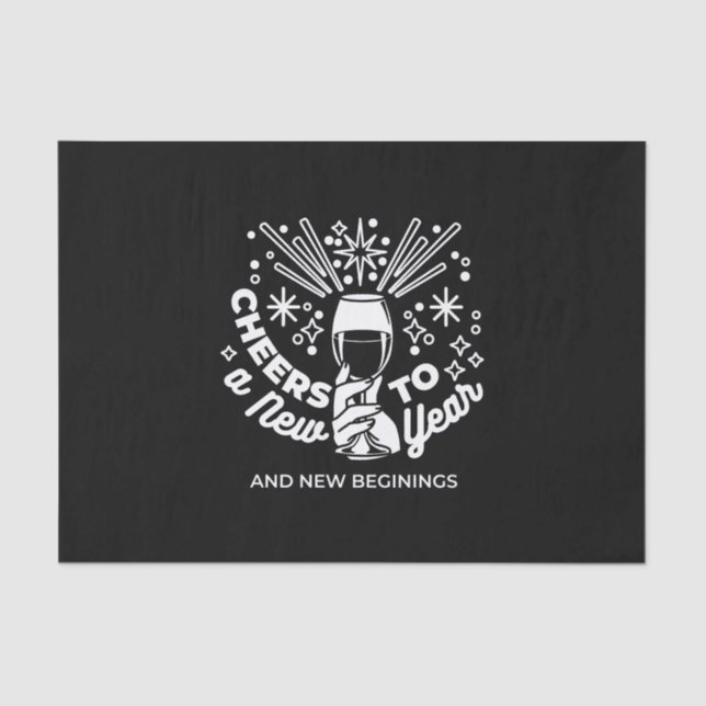 Celebrate New Beginnings Wine Glass Illustration 2 Tissue Paper (Front)