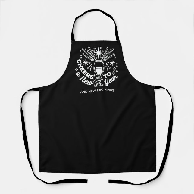 Celebrate New Beginnings Wine Glass Illustration Apron (Front)