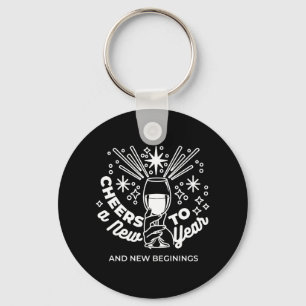 Celebrate New Beginnings Wine Glass Illustration Keychain