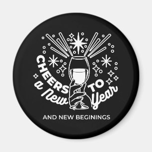 Celebrate New Beginnings Wine Glass Illustration Magnet