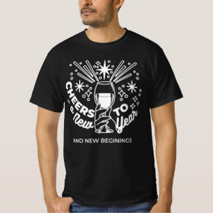 Celebrate New Beginnings Wine Glass Illustration T-Shirt