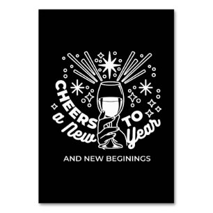 Celebrate New Beginnings Wine Glass Illustration Table Number