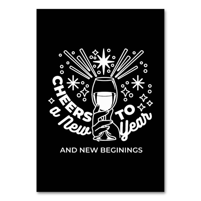 Celebrate New Beginnings Wine Glass Illustration Table Number (Front)