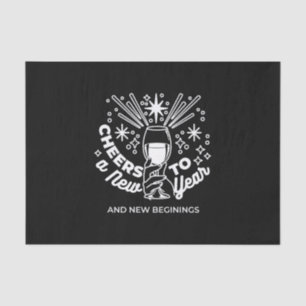 Celebrate New Beginnings Wine Glass Illustration Tissue Paper