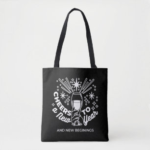 Celebrate New Beginnings Wine Glass Illustration Tote Bag