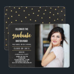 Celebrate | Photo Graduation Party Invitation<br><div class="desc">Features an 8x10 sized photo on the front (please replace the template image prior to purchase).  The word "graduate" in gold,  with white text over a chalkboard background.  Modern,  gold triangle confetti design on the back. Easy to customize!  Product does not contain gold foil.</div>