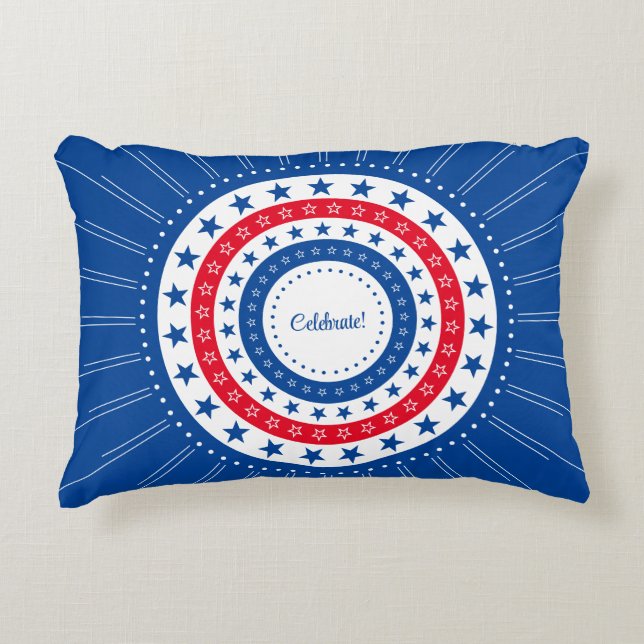 Celebrate Red, White, and Blue Stars Accent Pillow (Front)