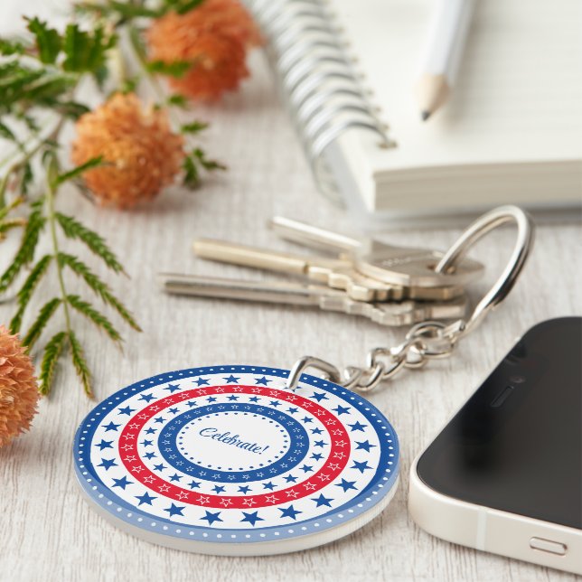 Celebrate Red, White, and Blue Stars Keychain (Front Right)