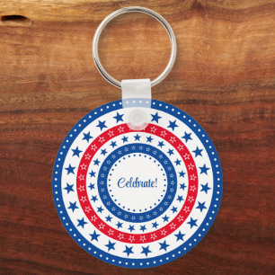 Celebrate Red, White, and Blue Stars Keychain