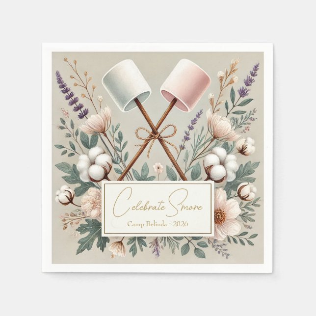 Celebrate S'more Rustic Camp Bride Party Napkin (Front)
