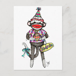 CELEBRATE! Sock Monkey Postcard