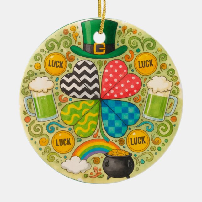 Celebrate St. Patrick’s Day Ceramic Ornament (Front)