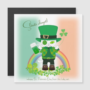 Celebrate St. Patrick's Day with a Lucky cat Magnetic Invitation