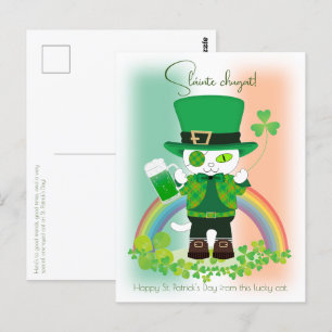 Celebrate St. Patrick's Day with a Lucky Cat Postcard
