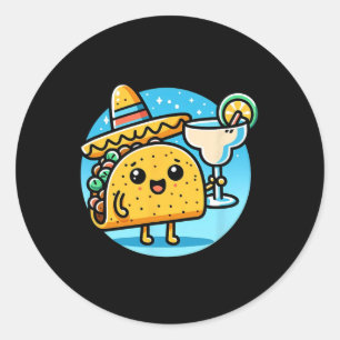 Celebrate Taco Margarita Festive Mexican Food Cinc Classic Round Sticker