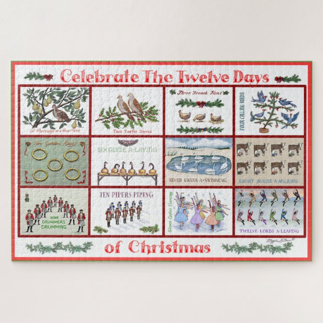 Celebrate the 12 Days of Christmas Jigsaw Puzzle (Horizontal)