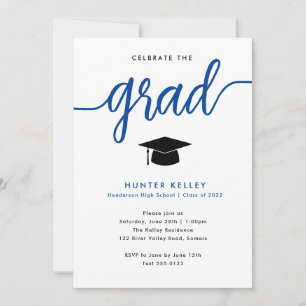 Celebrate the Grad, Blue Photo Invitation