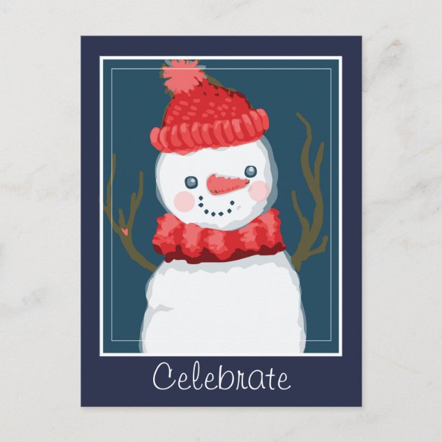 Celebrate the Holidays Snowman Postcard (Front)