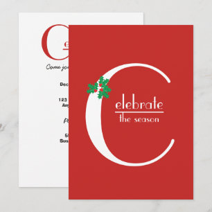 Celebrate the Season red and white invitation