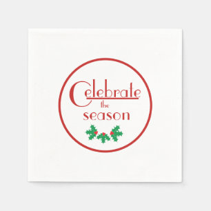 Celebrate the Season  Red and White Napkin