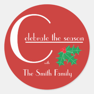 Celebrate the Season  Red and White sticker