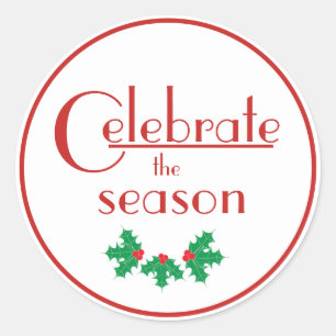 Celebrate the Season  Red and White sticker