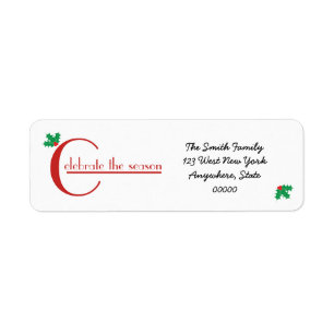 Celebrate the Season   red white address label