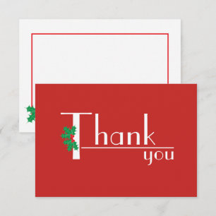 Celebrate the Season White on Red thank you card