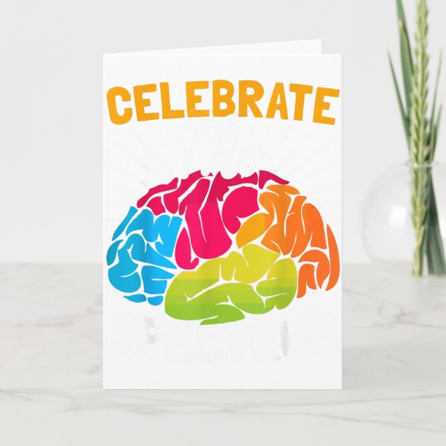 Celebrate The Spectrum Vibrant Brain  Card (Front)