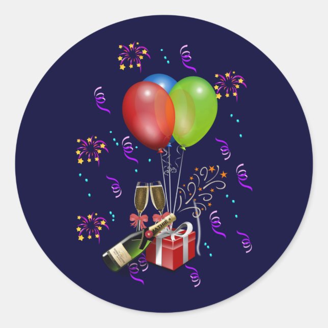 Celebrate, time to party. classic round sticker (Front)