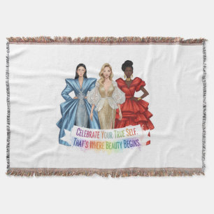 Celebrate True Self Sticker Throw Blanket