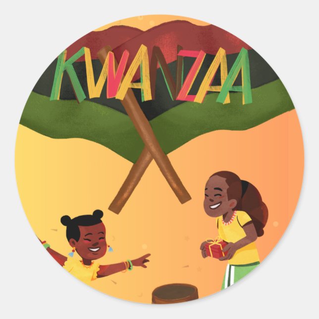 "Celebrate Unity: A Joyful Kwanzaa Gathering" Classic Round Sticker (Front)