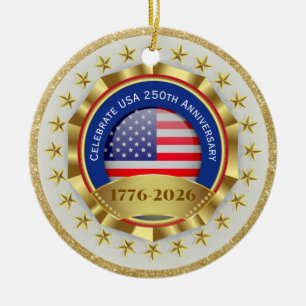 Celebrate USA 250th Anniversary – 1776-2026  Ceramic Ornament